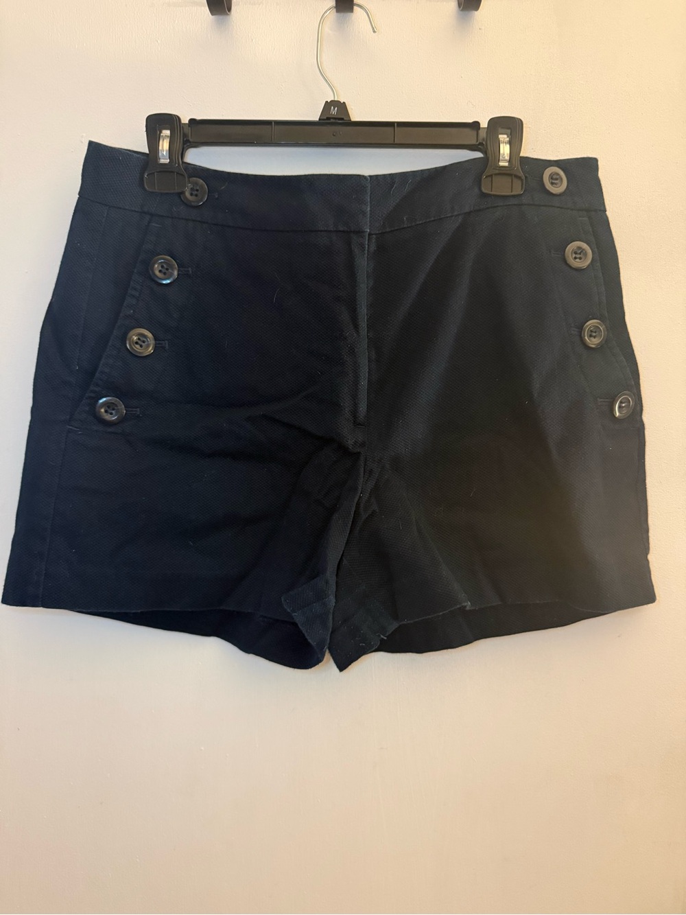 Ann Taylor Navy Button-Detail High-Rise Shorts